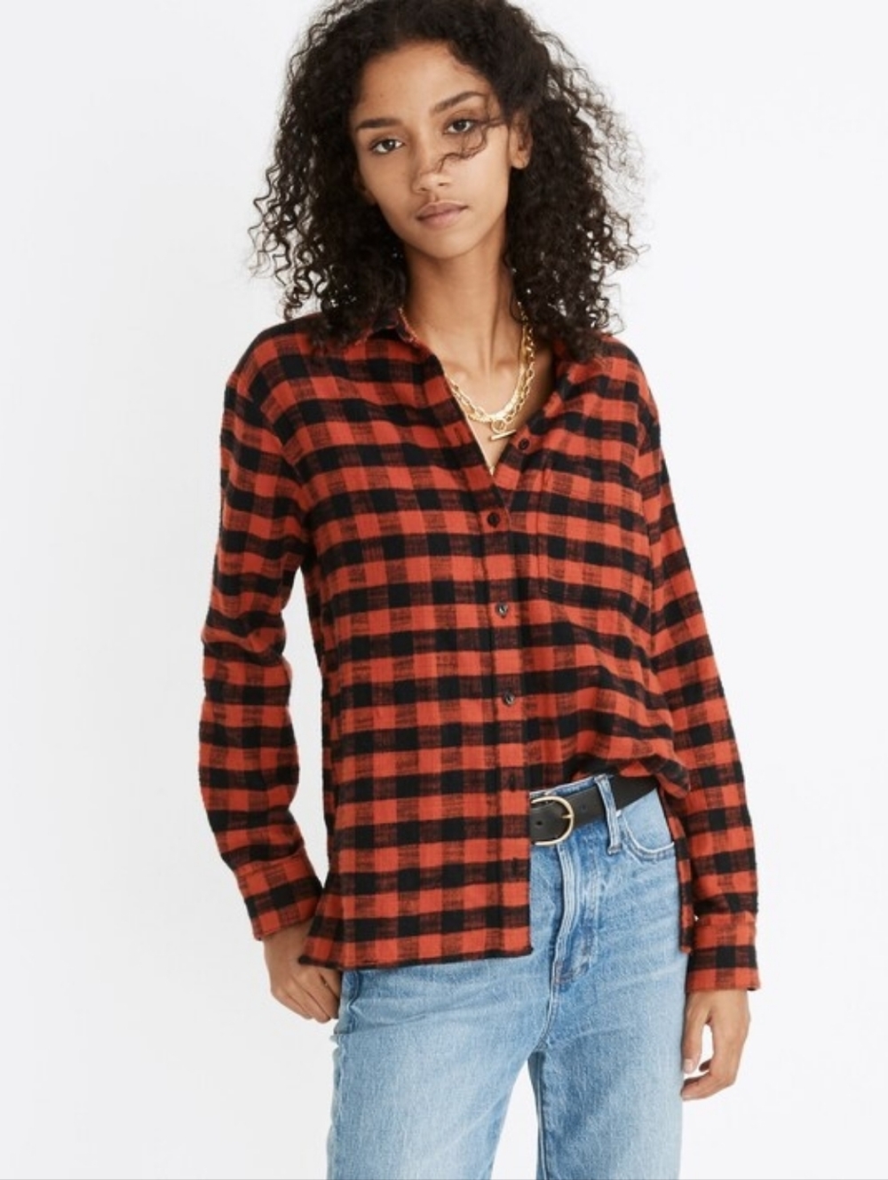 Madewell Flannel Oversized Ex-Boyfriend Shirt in Buffalo Check